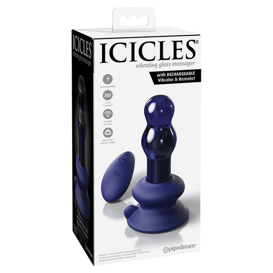 Icicles No.83 With Rechargeable Vibrator and Remote-Blue
