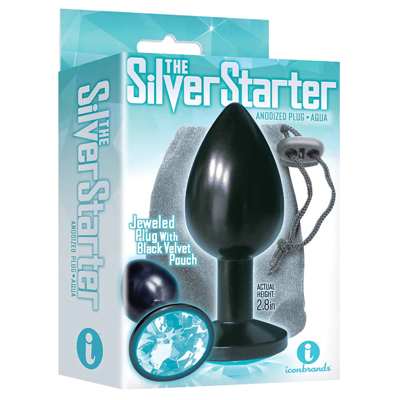 The 9's Silver Starter Anodized Bejeweled Stainless Steel Plug