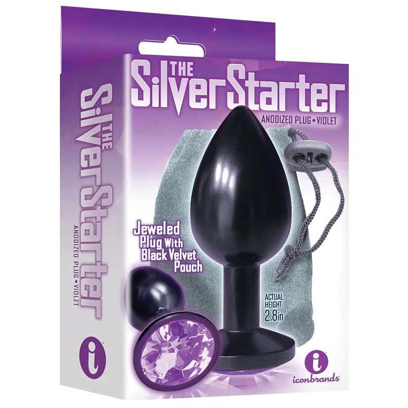 The 9's Silver Starter Anodized Bejeweled Stainless Steel Plug