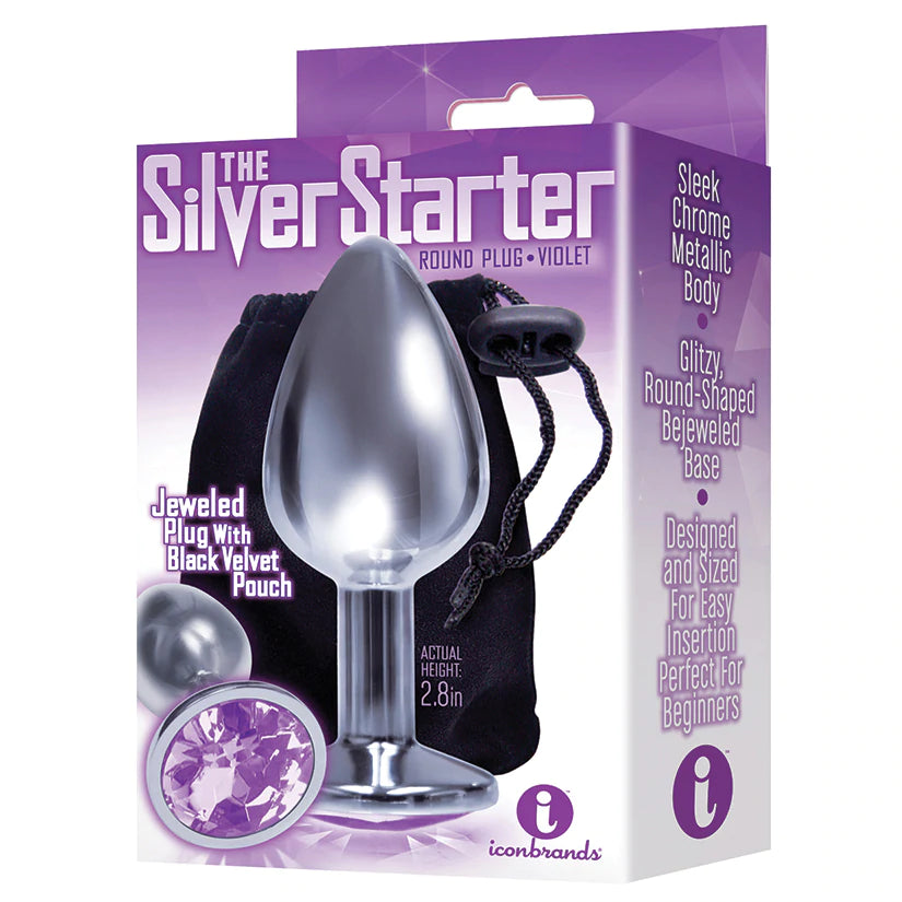 The 9's Silver Starter Round Bejeweled Stainless Steel Plug