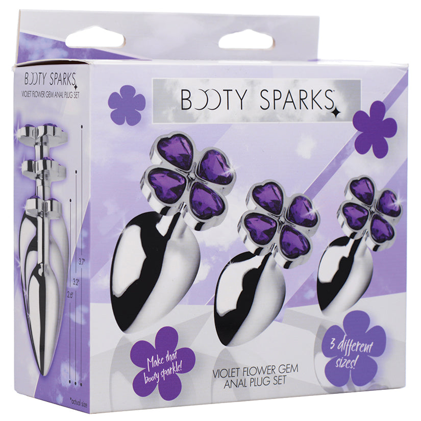 Booty Sparks Violet Flower Gem- Anal Plug Set